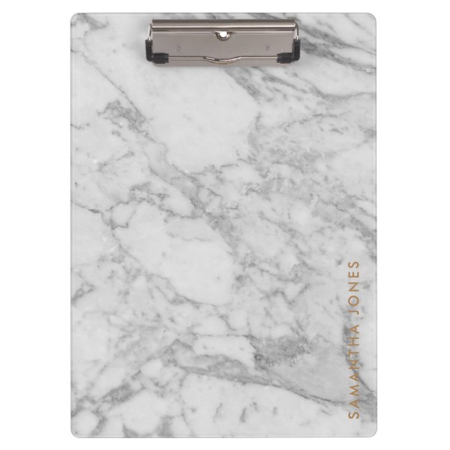 Porte-bloc White Carrara Marble Gold Classic Personalised (Devant)