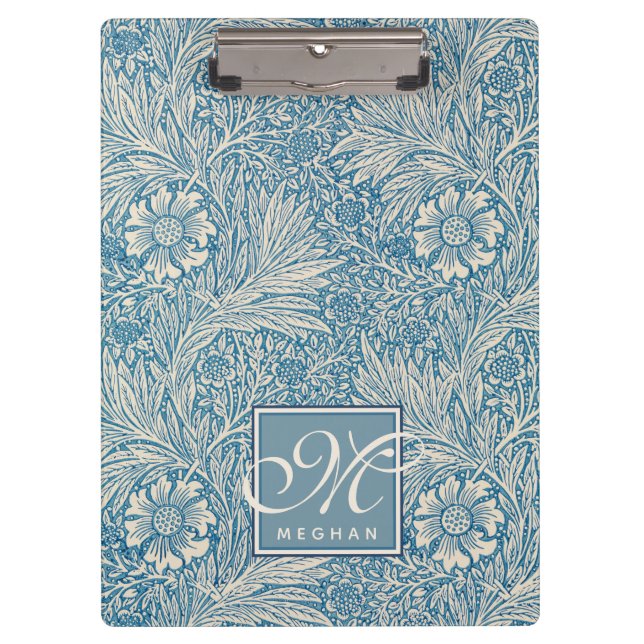 Porte-bloc William Morris, Monogramme Art Nouveau Blue Marigo (Devant)