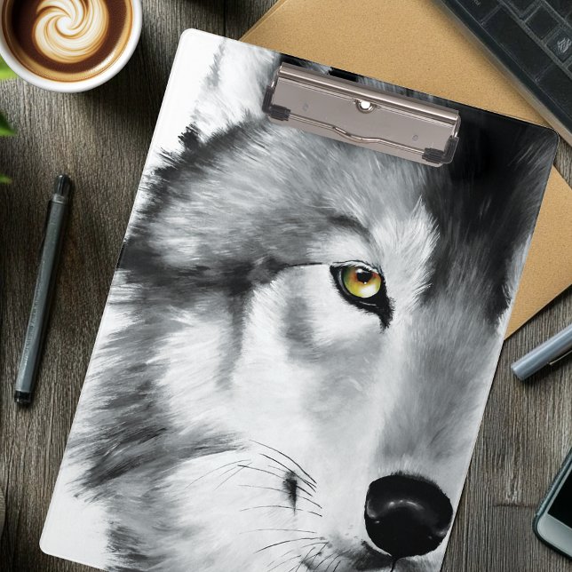Porte-bloc Wolf Portrait noir blanc (Créateur téléchargé)