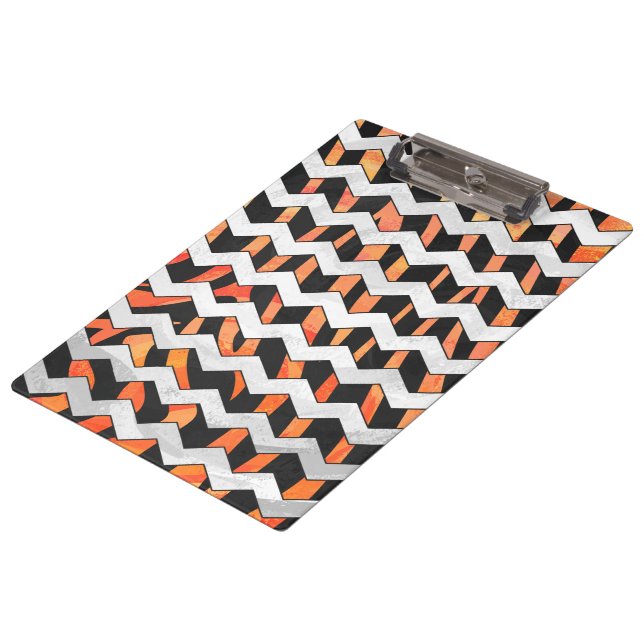 Porte-bloc Zebra Black et Orange Chevron (Incliné)