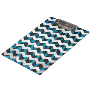 Porte-bloc Zebra Chevron noir et bleu
