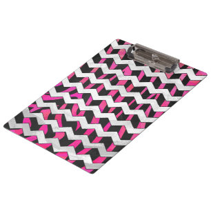 Porte-bloc Zebra Chevron noir et rose chaud