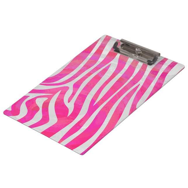 Porte-bloc Zebra Hot Pink et White Print (Incliné)