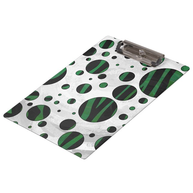 Porte-bloc Zebra noir et vert Polka point (Incliné)