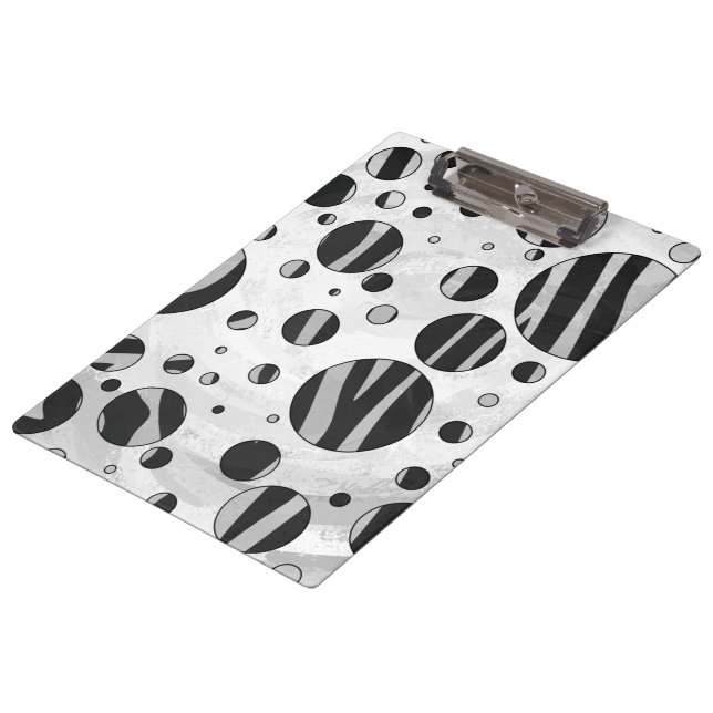Porte-bloc Zebra Polka point noir et gris clair (Incliné)