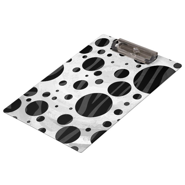 Porte-bloc Zebra Polka point noir et gris impression (Incliné)
