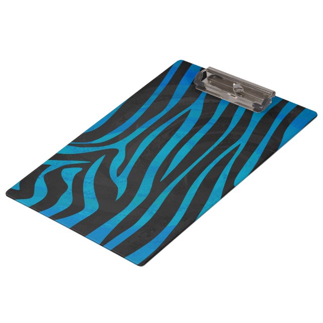 Porte-bloc Zèbre noir et bleu avec Monogramme (Incliné)