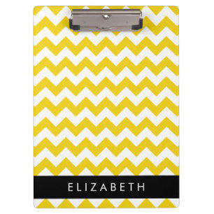 Porte-bloc Zigzag Jaune, Chevron Jaune, Votre Nom