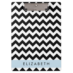 Porte-bloc Zigzag noir et blanc, Motif Chevron, Votre nom