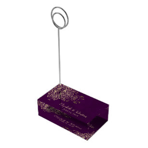 Porte-cartes De Table Plum Purple & Or Dentelle Élégante Mariage