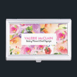 Porte-cartes De Visite Aquarelle rose et rose Collage floral<br><div class="desc">Moderne élégant rose tendance et pêche aquarelles collage floral wedding planner et organisateur de l'événement. Titulaire de coque carte de visite personnalisable. Carte de correspondance disponible.</div>