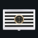 Porte-cartes De Visite Avocat moderne de rayures d'échelle d'or d'avocat<br><div class="desc">Porte-cartes de carte de visite moderne d'avocat de rayures d'échelle d'or d'avocat.</div>