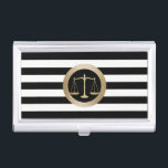 Porte-cartes De Visite Avocat moderne de rayures d'échelle d'or d'avocat<br><div class="desc">Porte-cartes de carte de visite moderne d'avocat de rayures d'échelle d'or d'avocat.</div>