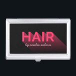 Porte-cartes De Visite Coiffeur noir et rose de typographie moderne<br><div class="desc">Stockez vos cartes de visite dans ce porte-cartes de carte de visite noir et rose moderne de typographie de "cheveux". Vérifiez le carte de visite assorti ici https://www.zazzle.com/modern_typography_black_and_pink_hair_stylist_business_card-240984155131985968?rf=238364477188679314 Personnalisez ceci en remplaçant le texte de texte d'attente pour ajouter votre propre information. Pour plus d'options comme changer la police et elle...</div>