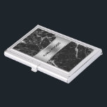 Porte-cartes De Visite Elégant noir Faux Marbre Argent Accent<br><div class="desc">Elégant faux marbre noir avec accent argenté. Modèle de carte de visite personnalisable. Disponible sur d'autres produits.</div>