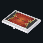 Porte-cartes De Visite Modèle de carte de visite rouge noir et or 3<br><div class="desc">Deuxième version sur cet élégant rouge noir et or vintage tourbillons floraux ornés design entièrement personnalisable porte-carte de visite emplane.</div>