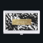 Porte-cartes De Visite Noir Blanc & Faux Gold Chic Titulaire de carte d'a<br><div class="desc">Titulaire de carte d'affaires Black White & Faux Gold Chic. Cartes de visite correspondants disponibles.</div>