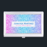 Porte-cartes De Visite Parties scintillant Bleue Et Rose Et Épercées Text<br><div class="desc">Elégante parties scintillant colorée et scintille de tons bleu rose et bleu-vert. Couleur de police bleue et rose suggérée. Disponible sur d'autres produits. Modèle de porte-carte de visite entièrement personnalisable.</div>