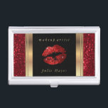 Porte-cartes De Visite Parties scintillant rouge profonde lèvres sur or e<br><div class="desc">Titulaires de carte professionnelle dans une Parties scintillant rouge profonde lèvres sur l'impression Gold & Black avec DO-IT-YOURSELF texte. ⭐ Ce Produit est 100% Personnalisable. Les graphiques et le texte peuvent être supprimés, déplacés, redimensionnés, changés autour, tournés, etc... ⭐ 99% de mes designs dans mon magasin sont faits en couches....</div>