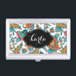 Porte-cartes De Visite Peinture à la main Vintage ethnique Paisley<br><div class="desc">Elégante couleur vintage cachemire colorée illustration avec arrière - plan blanc personnalisable. Nom noir prendre et nom personnalisé /monogramme</div>