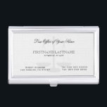 Porte-cartes De Visite Texture de lin blanc simple avocat à la loi<br><div class="desc">Elégant simple texture de lin blanc Procureur à la loi personnalisable porte-carte de visite modèle. Carte de visite correspondant disponible.</div>