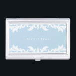 Porte-cartes De Visite Titulaire de carte d'affaires décorative bleu et b<br><div class="desc">Titulaire de carte de visite décorative bleue et blanche. Customisez avec n'importe quel texte ou laissez-le vide.</div>