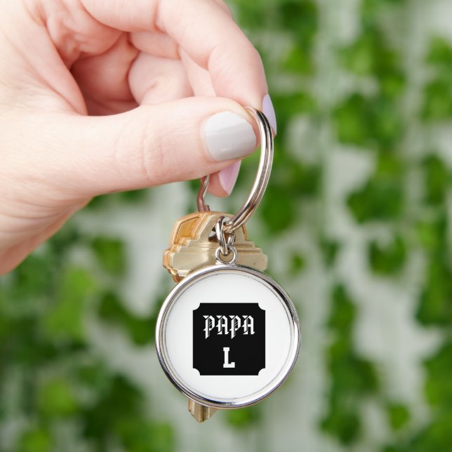 Porte-clé Cercle Premium Papa – Monogramme  (main)