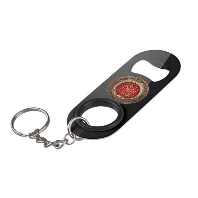 Porte-clé Décapsuleur [410] Vegvisir - Viking Gold Magic Runic Compass (Devant Angle)