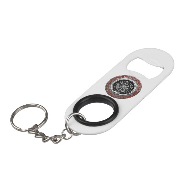 Porte-clé Décapsuleur [410] Vegvisir - Viking Silver Magic Runic Compass (Devant Angle)