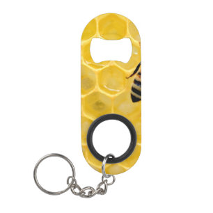 Porte-clé Décapsuleur abeille et nid d'abeille