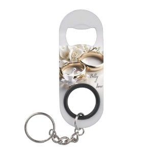 Porte-clé Décapsuleur Anneaux de mariage avec colombe
