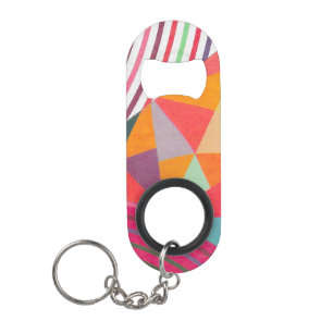 Porte-clé Décapsuleur anneaux et triangles mini collage