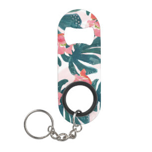 Porte-clé Décapsuleur Aquarelle Palme tropicale, Hibiskus hawaïen