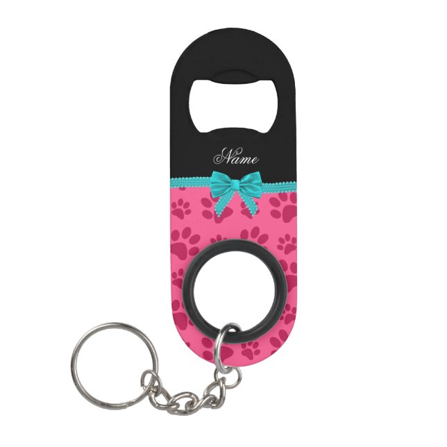 Porte-clé Décapsuleur Arc rose nommé fait sur commande de turquoise de (Devant)