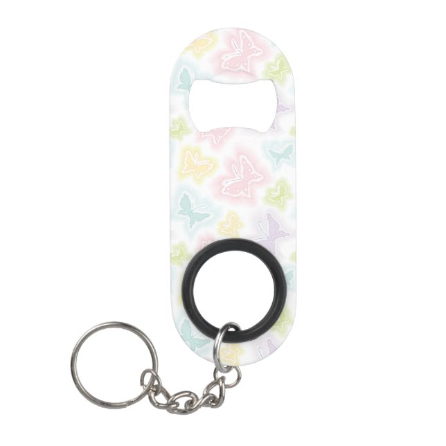 Porte-clé Décapsuleur Arrière - plan avec des papillons dans l'aquarelle (Devant)