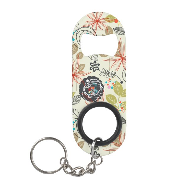 Porte-clé Décapsuleur Arrière - plan floral 3 (Devant)