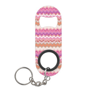 Porte-clé Décapsuleur Arrière - plan rose de zigzag