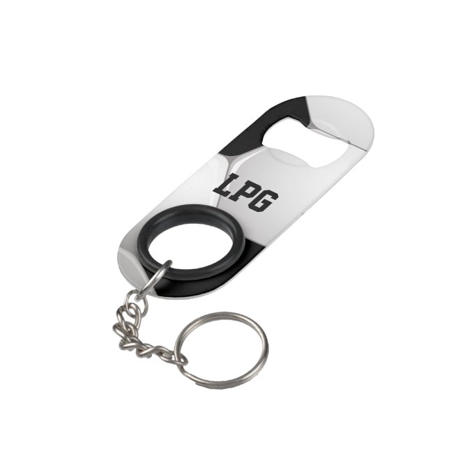 Porte-clé Décapsuleur Balle de football Monogramme (angle arrière)