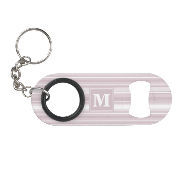 Porte-clé Décapsuleur Bandes de quartz roses monogrammes (Devant (Horizontal))