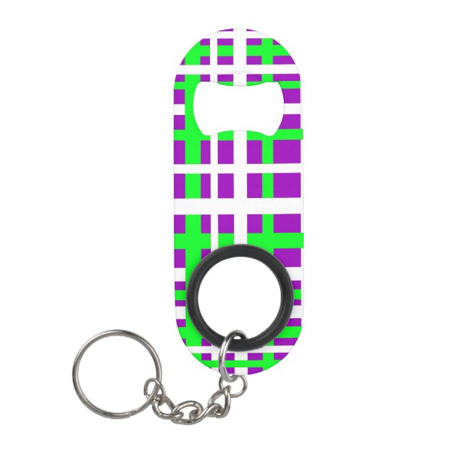 Porte-clé Décapsuleur Bandes d'entrelacement noir vert pourpre (Devant)