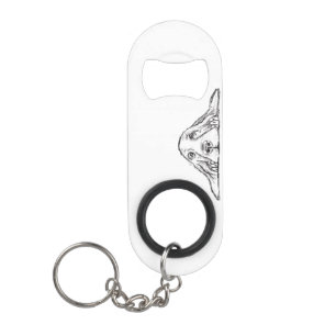 Porte-clé Décapsuleur basset hound noir blanc yeux de chiot simple