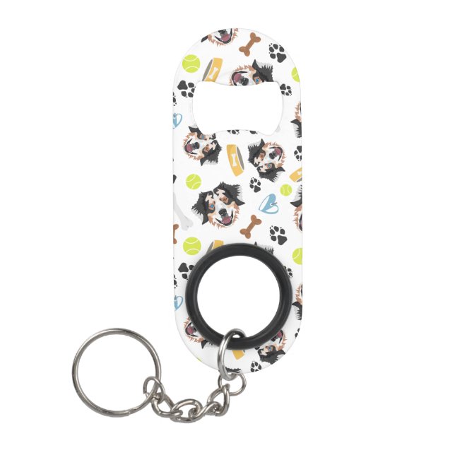 Porte-clé Décapsuleur Berger de sourire d'Australien de chien (Devant)