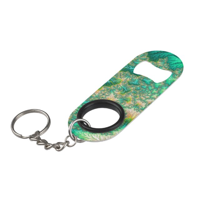 Porte-clé Décapsuleur Bohème vibrant tripant fractale abstrait spirale  (Devant Angle)