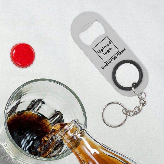 Porte-clé Décapsuleur Business Grey Porte - clé et Bottle Opener (Your business name and logo on gray bottle opener with keychain.)