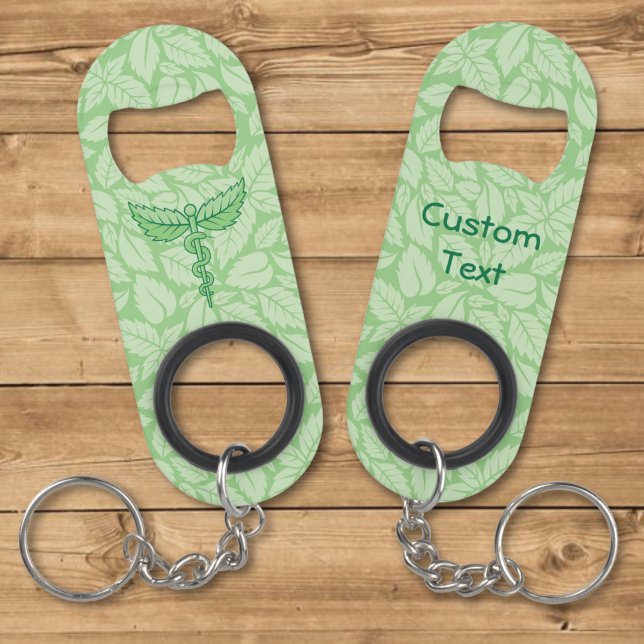 Porte-clé Décapsuleur Caducée avec fond de feuilles (Créateur téléchargé)