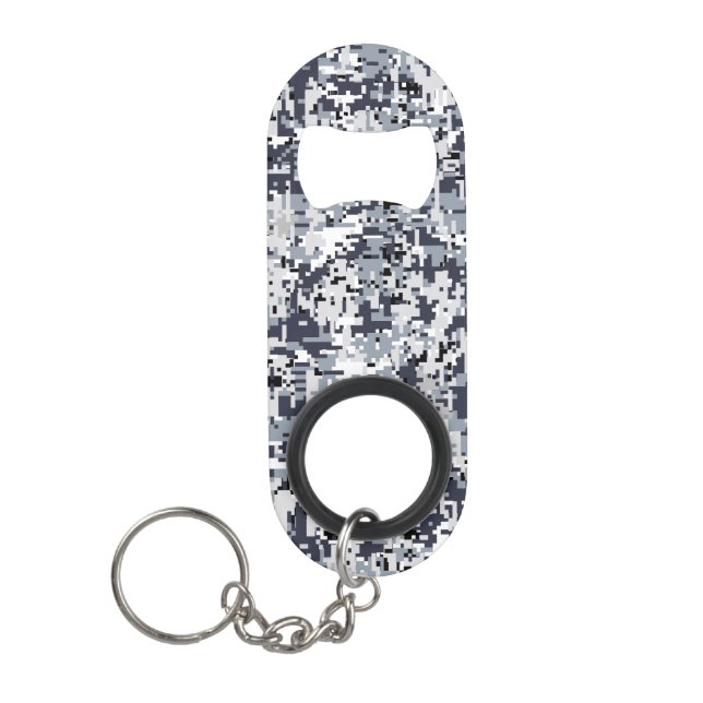 Porte-clé Décapsuleur Camouflage numérique en argent de style urbain (Devant)