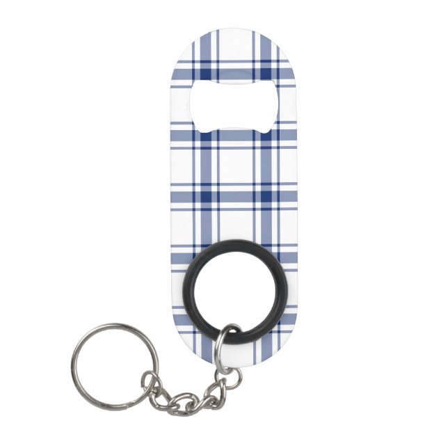 Porte-clé Décapsuleur Carreaux marins bleus et blancs (Devant)