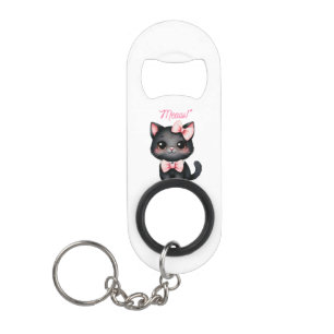 Porte-clé Décapsuleur Chat noir mignon avec cabot pour la décoration d'H
