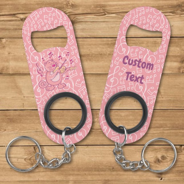 Porte-clé Décapsuleur Chat rose avec ouvre-bouteille porte-clés violon (Créateur téléchargé)