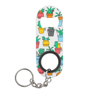 Porte-clé Décapsuleur Chats dans les pots à fleurs